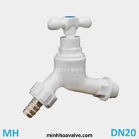 Vòi nước nhựa tay xoay nối ống mềm đồng phi 27 DN20