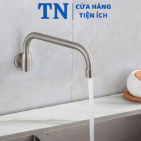 Vòi nước rửa chén bát gắn tường lạnh, vòi bếp công nghiệp inox 304 xoay 360 độ tiện lợi