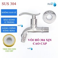 Vòi nước, VÒI HỒ XỊN INOX 304 cao cấp xả nước siêu mạnh gắn dây tưới ống dẻo máy giặt Rina