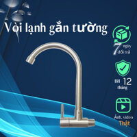 Vòi rửa bát gắn tường 1 đường nước, vòi gắn tường  lạnh inox 304, vòi rửa chén lạnh sus 304