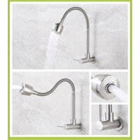 Vòi rửa bát gắn tường lạnh SUBI Cao Cấp INOX SUS 304 cần mềm