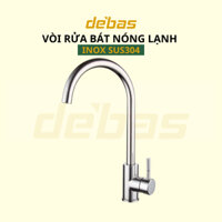 Vòi rửa bát inox 304 nóng lạnh cao cấp giá rẻ xoay 360 độ dáng tròn Debas V7210