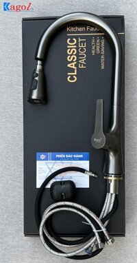Vòi Rửa Bát Kagol K66 Nóng Lạnh, Cần Rút Dài Đồng Phủ Nano Xám