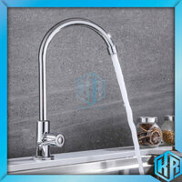 Vòi Rửa Bát Lạnh Cần Cứng Inox 304 Vòi Nước Bồn Rửa Chén 1 Đường Nước Lạnh Inox Bóng Cổ Bi Cao Cấp