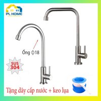 Vòi Rửa Bát Lạnh Inox SUS 304 - Vòi Rửa Chén Ống 18