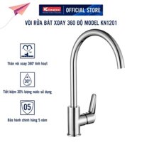 Vòi rửa bát xoay 360 độ KONOX KN1201 hợp kim đồng 61% tiêu chuẩn Châu Âu CW617N, bề mặt xử lý công nghệ PVD Chrome 5 lớp