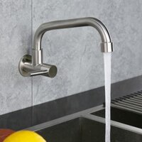 Vòi rửa chén bát 1 đường nước lạnh gắn tường thân thấp Inox 304