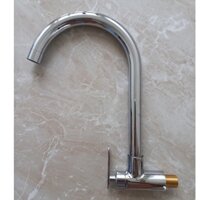 Vòi rửa chén bát âm tường 1 đường nước lạnh cần cứng ( thân đồng ) dành cho bồn rửa kép tiện dụng