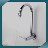 Vòi rửa chén bát gắn tường inox Bóng 304 một đường nước lạnh xoay 360 độ cổ bi siêu bền cần cứng   - QM.VR047B1