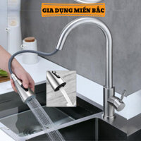 Vòi rửa chén bát nóng lạnh dây kéo rút tiện lợi 2 chế độ nước chất liệu inox 304 màu đen/ bạc - VR003B1/ VR004B1