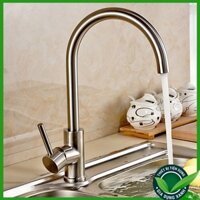 Vòi Rửa Chén Bát Nóng Lạnh INOX 304 V19 và 2 dây nóng lạnh dùng cho 2 hộc chậu