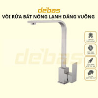 Vòi rửa chén bát xoay 360 độ cao cấp dáng vuông nóng lạnh inox 304 Debas V7215