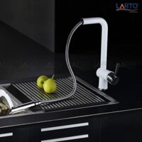Vòi Rửa Chén Dây Rút Sứ Trắng Đen Cao Cấp, Vòi Chén Nóng Lạnh Đồng Thau Larto 06 - 18