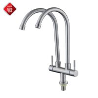 Vòi rửa chén đôi inox SUS 304 sử dụng cho bồn rửa chén 2 hộc