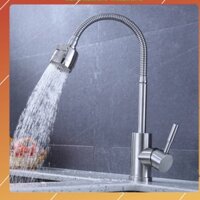 Vòi rửa chén l Vòi rửa bát nóng lạnh lò xo Inox 304 gắn chậu