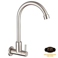 Vòi rửa chén lạnh âm tường Inox SUS 304 Eurolife EL-T024 (Trắng vàng) LazadaMall