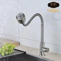 Vòi rửa chén lạnh Inox SUS 304 cần lò xo Eurolife EL-T025 (Trắng vàng) LazadaMall