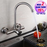 Vòi rửa chén nóng lạnh âm tường Inox SUS 304 Eurolife EL-T018AT (Trắng vàng) LazadaMall