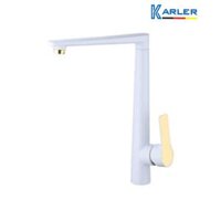 Vòi Rửa Chén Nóng Lạnh Đồng Thau Phủ Tĩnh Điện Trắng Mạ Vàng Cao Cấp Karler RC-1202CT - Hàng Chính Hãng