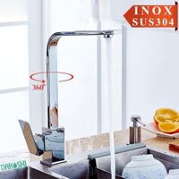 Vòi rửa chén nóng lạnh xoay 360 độ inox 304. Vòi rửa bát mạ Crom sáng bóng (Bảo hành 3 Năm