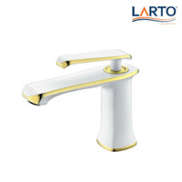 Vòi Rửa Lavabo Larto Nóng Lạnh Vàng Đồng Chất Liệu: Đồng Thau Đúc Nguyên Khối