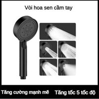 Vòi sen 5 chế độ Màu đen có thể tháo rời điều áp cầm tay đầu vòi hoa sen treo tường Giá đỡ vòi hoa sen