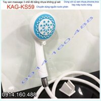 Vòi sen nhựa KAG-KS59 Shower head, trọn bộ bát sen nhựa 100% dùng vùng nước phèn không gỉ séc tia phun nước mạnh sử dụng