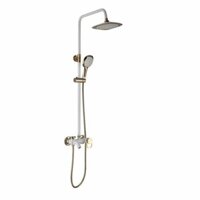 Vòi sen tắm đứng nóng lạnh cao cấp Home and Garden (Trắng viền vàng)