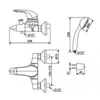 Vòi tắm gắn tường American WF-1511