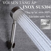 Vòi tắm hoa sen tăng áp lực nước - Vòi sen tăng áp chất liệu INOX 304 + Tặng kèm dây sen inox