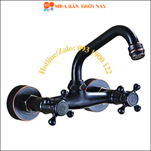 Vòi treo tường, vòi lavabo đồng đen cao cấp chính hãng EVEREST EV-VĐ19