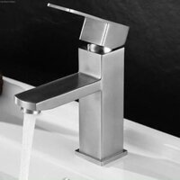 Vòi xả nước lavabo nóng lạnh  chuẩn Inox 304 xước không rỉ sét kèm 2 dây cấp nóng lạnh 60cm