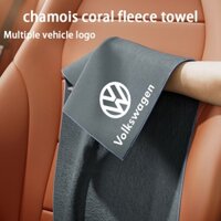 Volkswagen car lông cừu san hô cao cấp + khăn rửa xe da lộn, vải lau xe thấm nước và không rụng tóc Polo Fox Gol Up Golf Beetle Santana Tiguan Passat Touran Jetta Caddy