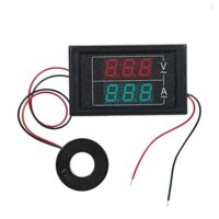 Vôn Amp Meter AC 60-500V 100A Đồng hồ vạn năng kỹ thuật số với máy biến áp hiện tại 2 trong 1 Ampe kế Mini Vôn kế với màn hình LED kép Phụ kiện ô tô đa năng