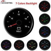 Vôn kế biển 52mm Đồng hồ đo 8-16V Bộ Vôn kế biển Đèn báo Vôn kế chống bụi chống nước, 9-32V (Đèn nền 7 màu)