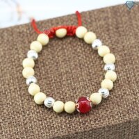 Vòng bạc dâu tằm cho trẻ em sơ sinh đá màu đỏ VTD0001 - Trang Sức TNJ