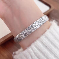 Vòng Bạc Hoa sen khắc Bát Nhã Tâm Kinh – Trang Sức Phong Thuỷ – Phật Giáo Amrita