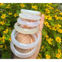 Vòng bản hẹ Ma Nao Tu Nhien trắng có chu sa và vân đá tự nhiên size từ 50 đến 62mm