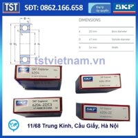 Vòng bi cầu SKF 6204, 6204-2Z, 6204-2RSH, 6204-2Z/C3 Chính Hãng