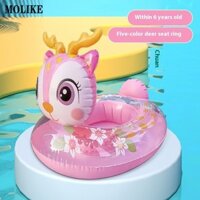 Vòng bơi bơm hơi nai sừng tấm hoạt hình đáng yêu MOLIKE, An toàn & vui nhộn cho trẻ em 1-6 tuổi