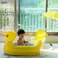 [Vòng bơi] Có sẵn Bồn tắm vịt bơm hơi Bể bơi cho bé Nước Vịt vàng nhỏ Bồn tắm bơm hơi Bồn tắm trẻ em