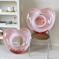 Vòng bơi trẻ em Love có tay cầm sequin vòng ngồi hình trái tim màu hồng vòng ngồi túi quần xốp