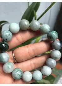 VÒNG CẨM THẠCH A HẠT TRÒN TỰ NHIÊN XANH NAM ĐEO size 13mm