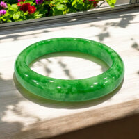 Vòng Cẩm Thạch Bản Hẹ Màu Xanh Lý Đậm Kèm Giấy Kiểm Định - Ngọc Trai Trường Thịnh