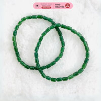 Vòng Cẩm Thạch Lam Ngọc Dây Đơn Trụ 6Ly Lõi Thun Lụa Co Giãn - Ngọc Trai Trường Thịnh