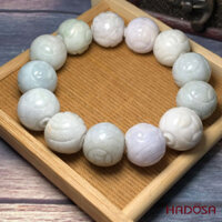 Vòng cẩm thạch trắng xám phớt xanh 18mm Kim Tiền