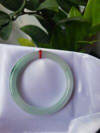 Vòng cẩm thạch tự nhiên A LÝ 51mm x 7,2mm Màu  xanh lý nhẹ tô điểm 1 Vân Xanh Lý Đậm đẹp Nữ Mộc Hỏa Thủy 50kg - 57kg ạ