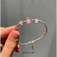 Vòng Charm Bạc Thái Rose Quartz - Thạch Anh Hồng tự nhiên