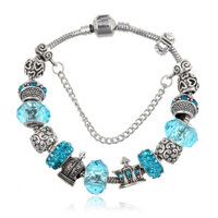 Vòng charm đeo tay phong cách Châu Âu rất dễ thương - VCH10 Vương miện  - Xanh dương