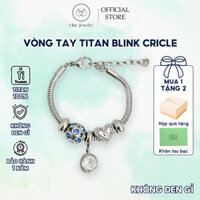 Vòng charm titan không gỉ BLINK CIRCLE, lắc tay nữ Pan hình trái tim đính đá móc khóa tự chỉnh size